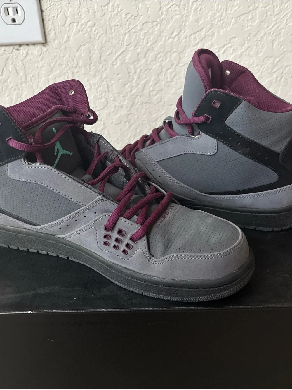 Jordan Men’s Sneakers — Gray, Black, Purple, Teal Accent